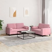 vidaXL 2 pcs conjunto de sofás com almofadas veludo rosa