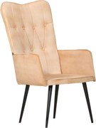 vidaXL Poltrona de apoio lona cor creme