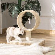 Árvore para Gatos Pequenos Torre de Arranhar de Gato com Túnel Superior Poste Arranhador de Juta Natural e Brinquedo Suspenso 61x41x50cm Bege