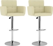 vidaXL Bancos de bar 2 pcs couro artificial cor creme