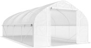 Outsunny Estufa Tipo Túnel 6x3x2 m com Anti-UV e Porta de Enrolar com Fecho de Correr Paredes Laterais com Rede Branco | Aosom Portugal