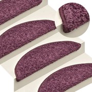 vidaXL Tapetes de escada 15 peças 56x17x3 cm roxo escuro semicircular