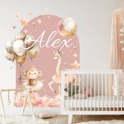 Adesivo de parede infantil - Arco cor-de-rosa com bailarinas