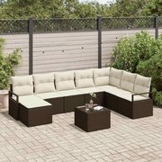 vidaXL Conjunto de Sofás com almofada 9 pcs Marrom e Creme vime PE