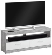 FMD Suporte de TV/Hi-Fi cinzento cimento e branco brilhante