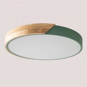 Candeeiro De Teto Led Jan Celadón - Madera Natural & Ø40 Cm - Sklum