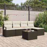 vidaXL Conjunto de Sofá de Jardim 5 Peças com Almofadas de Rattan Cinza.