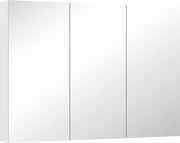 HOMCOM Armário de Casa de Banho com Espelho Armário de Parede Casa de Banho Suspenso com 3 Portas Prateleiras Ajustáveis 91,5x11,5x65 cm Branco | Aosom Portugal