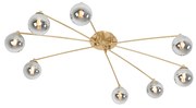 Candeeiro de teto moderno dourado 8 luzes vidro fumê - ATHENS Moderno,Art Deco