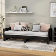 vidaXL Sofá-cama de puxar pinho maciço preto 2x(80x200) cm