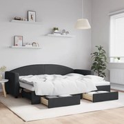 vidaXL Sofá-cama com gavetão e gavetas 80x200 cm tecido preto