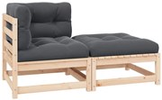 vidaXL 2 pcs conjunto lounge para jardim com almofadões pinho maciço