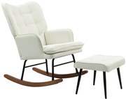 Conjunto de Poltrona Baloiço com Apoio para os Pés Poltrona Relax com