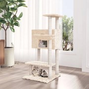 vidaXL Árvore p/ gatos c/ postes arranhadores sisal 108,5 cm cor creme