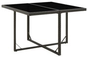 Mesa de jardim 109x107x74 cm vime PE e vidro preto