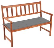 vidaXL Banco de jardim c/ almofadão 120 cm madeira de acácia maciça