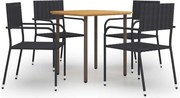 vidaXL 5 pcs conjunto de jantar para jardim vime PE preto