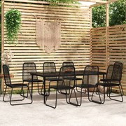 9 pcs conjunto de jantar para jardim preto