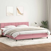 vidaXL Cama com molas/colchão rosa 180x220 cm veludo