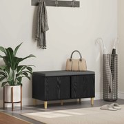 vidaXL Banco de Hall com almofada Carvalho Preto 80 x 38 x 46 cm