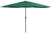 vidaXL Guarda-sol de jardim com poste de metal 390 cm verde