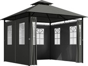 Outsunny Pavilhão Tenda de Festa Pavilhão de Jardim, 3 x 3 x 2, 88 m, Cinza escuro | Aosom Portugal