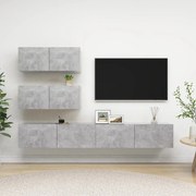 vidaXL 4 pcs conjunto de móveis de TV derivados madeira cinza cimento