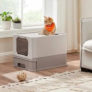 Caixa de areia para gatos com tampa Cinzento quente cor de aveia