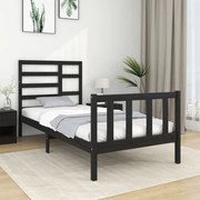 vidaXL Estrutura de cama solteiro 90x190 cm madeira maciça preto