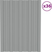 vidaXL Painéis de telhado 36 pcs 60x45 cm aço galvanizado cinzento