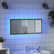 vidaXL Espelho de casa de banho c/ LED derivados madeira madeira velha