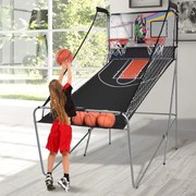 Cesto basquetebol dobrável para jogo de basquetebol, máquina de brinquedo, contador eletrónico com rede de suporte, 202x107x205 cm