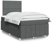 vidaXL Cama com molas/colchão 120x200 cm tecido cinzento-escuro