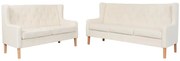 vidaXL Conjunto de sofás 2 pcs tecido branco nata