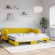 vidaXL Sofá-cama com gavetão 100x200 cm veludo amarelo