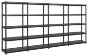 vidaXL Unidade com 5 prateleiras 340x40x185 cm plástico preto