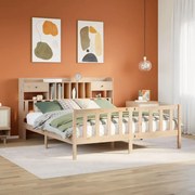 vidaXL Cama com estante sem colchão 180x200 cm pinho maciço