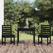 3 pcs conj. bistrô para jardim madeira de pinho maciça preto