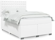 vidaXL Cama com molas/colchão 160x200 cm couro artificial branco