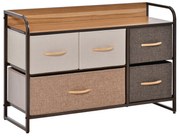 HOMCOM Cómoda Multifuncional 5 Gavetas Tecido Amovível Base Elevada Armazenamento Versátil 87,5x29x58cm Cores Variadas | Aosom Portugal