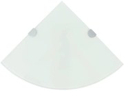 vidaXL Prateleiras canto 2 pcs suportes cromados 25x25cm vidro branco