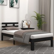 Estrutura de cama solteiro 90x190 cm madeira maciça preto