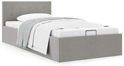 vidaXL Cama hidráulica arrumação 90x200cm tecido cinza-claro