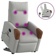 vidaXL Poltrona elevatória de massagens tecido cinzento-nublado