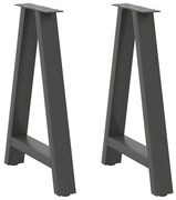 vidaXL Pés para mesa de jantar em formato A, 2 peças, antracite, 50x(72-73) cm, aço