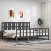 vidaXL Estrutura de cama com cabeceira 200x200 cm madeira maciça cinza