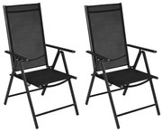 vidaXL Cadeiras de jardim dobráveis 2 pcs alumínio e textilene preto