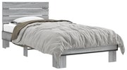 Estrutura cama 100x200 cm derivados madeira/metal cinza sonoma