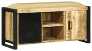 vidaXL Armário Banco 100x35x50 cm Madeira Sólida de Mangueira Rugosa