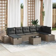 vidaXL Conjunto de Sofá de Jardim com 8 Peças e Almofadas Cinza em Rattan Sintético